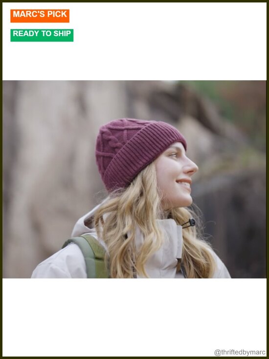 100% Merino Wool Beanie, Knit Cuffed Winter Hat Lightweight Warm Unisex